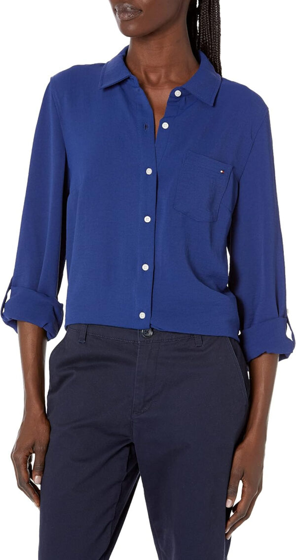 Tommy Hilfiger Roll Tab-Aero Camisa Abotonada para Mujer