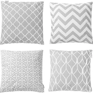 TIDWIACE Gris Fundas de Cojines 45 x 45 cm, Juego de 4 Lino Cojines Decoracion,Fundas de cojín Decorativas Suaves y Transpirables para Sofá,Dormitorio y Sala de Estar,con Cremallera Oculta