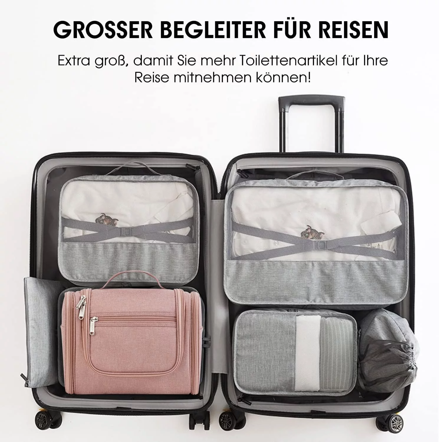 WANDF Bolsa de Aseo Grande Neceser Colgante Neceser de Aseo para Mujer Neceser de Maquillaje Bolsa de Cosméticos Bolsa de Viaje para Mujer (Rosa Oscuro) - Imagen 5