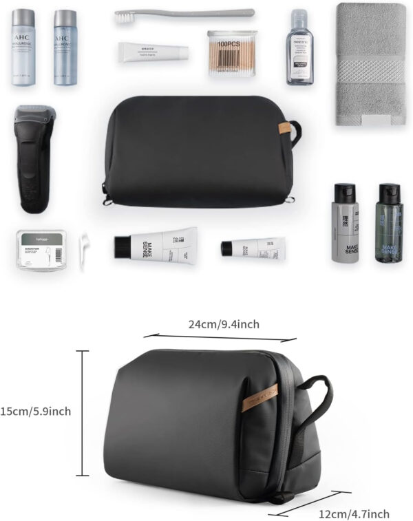 PGYTECH Wash Pouch Bolsa de Aseo con Gancho Colgante, Impermeable Neceser Maquillaje de Viaje, Neceser Hombre para artículos de tocador y cosméticos, Negro - Imagen 6