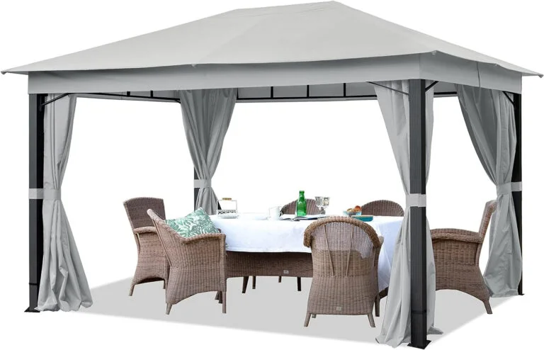 Cenador de jardín 3x4 m ALU Premium Aprox. 220g/m² Lona de Techo Cenador Impermeable - 4 Partes Laterales cenador de jardín Gris Aprox. 9x9 cm Perfil