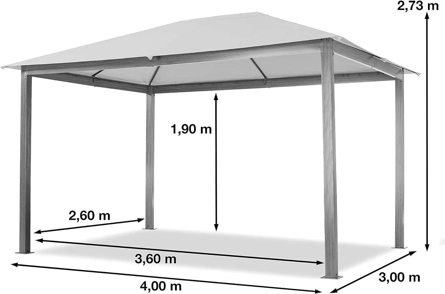 Cenador de jardín 3x4 m, Aspecto Madera, Techo de poliéster de Aprox. 220 g/m² 4 Cortinas en champán - Imagen 5