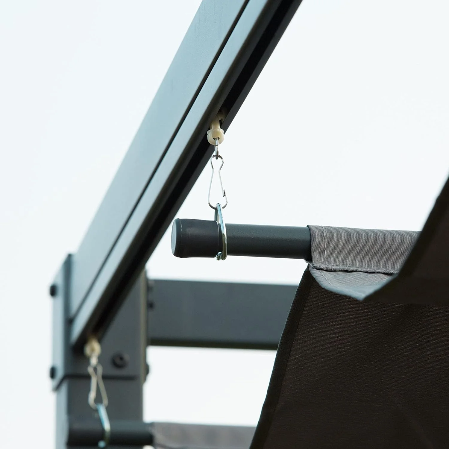 Outsunny Pérgola 3x2 m Cenador de Jardín con Techo Retráctil de Poliéster con Recubrimiento Resistente para Celebraciones Fiestas Bodas Gris - Imagen 8