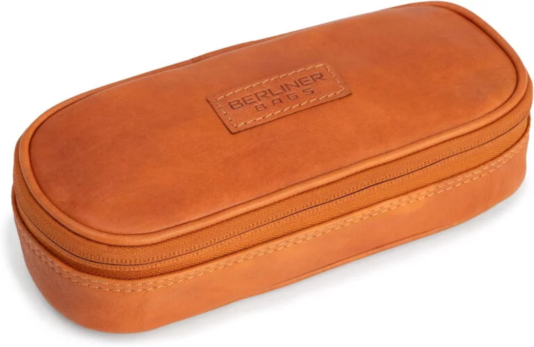 Berliner Bags Estuche vintage Felix de piel, estuche para lápices, color marrón, marrón, Bolsa de aseo