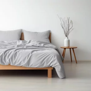 Hausfelder Juego de ropa de cama de 4 piezas, 135 x 200 cm y funda de almohada de 80 x 80 cm, funda nórdica de microfibra transpirable, muy suave, certificado Öko-Tex (gris claro, 2 mantas de 135 x 20