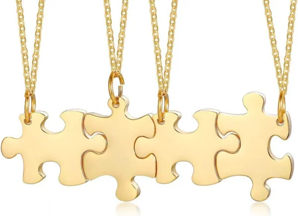 VNOX 2/3/4/5/6 Pcs Personalizar Amistad Personalizada/Amor Familia Rompecabezas Pareja Collares Pendientes/Llaveros/Pulseras para Lover Friend BFF,Joyas de Acero Inoxidable,Grabado Gratuito