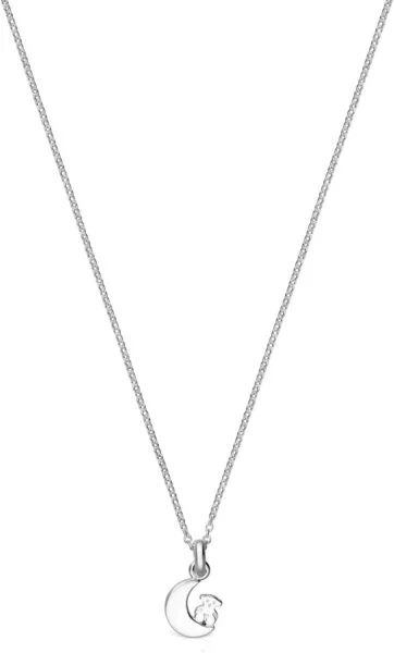 TOUS Collar de Plata de Primera Ley para Mujer con Colgante de Luna de 12 mm, 45 cm de Largo, Delicado y Elegante, Colección Nocturne