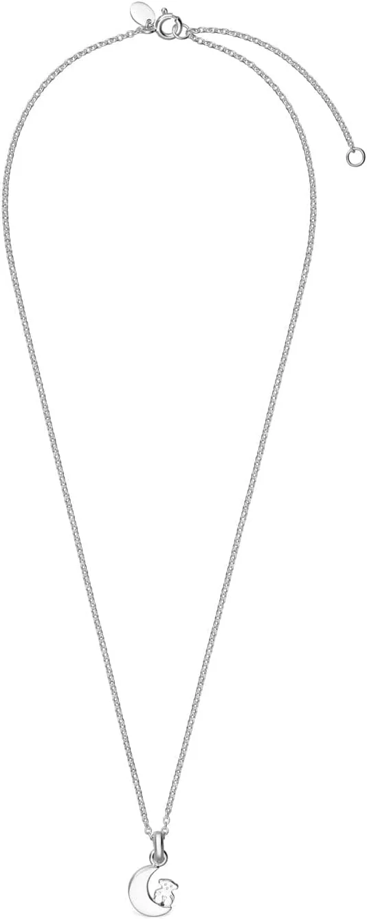 TOUS Collar de Plata de Primera Ley para Mujer con Colgante de Luna de 12 mm, 45 cm de Largo, Delicado y Elegante, Colección Nocturne - Imagen 2
