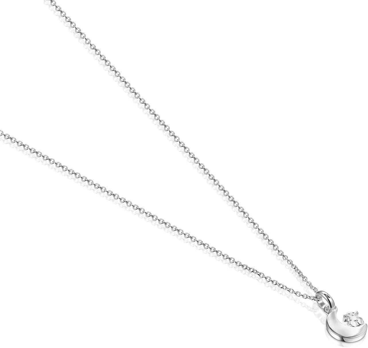 TOUS Collar de Plata de Primera Ley para Mujer con Colgante de Luna de 12 mm, 45 cm de Largo, Delicado y Elegante, Colección Nocturne - Imagen 3
