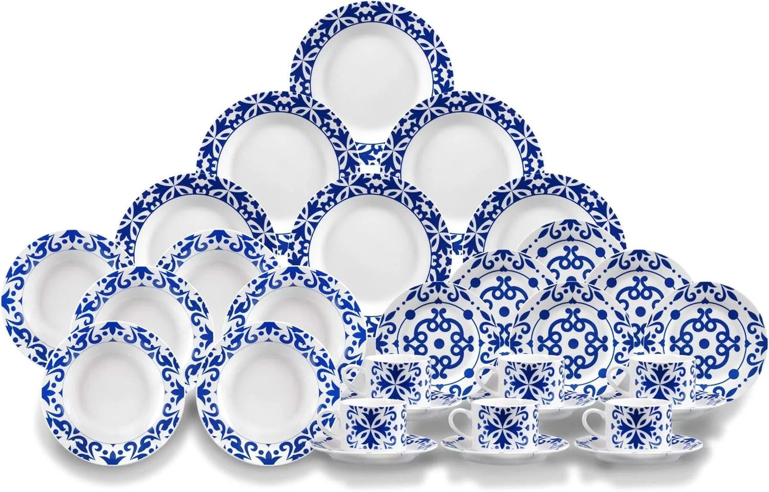 Tech Vajilla de porcelana de 6 servicios 30 piezas, con un diseño elegante para su mesa. Bengoa gourmet Tools - Imagen 3