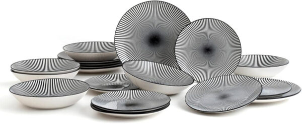 Quid Miami Vajilla completa moderna de porcelana para 6 personas (18 piezas)|Platos llanos, Platos hondos, Platos postre - Imagen 2