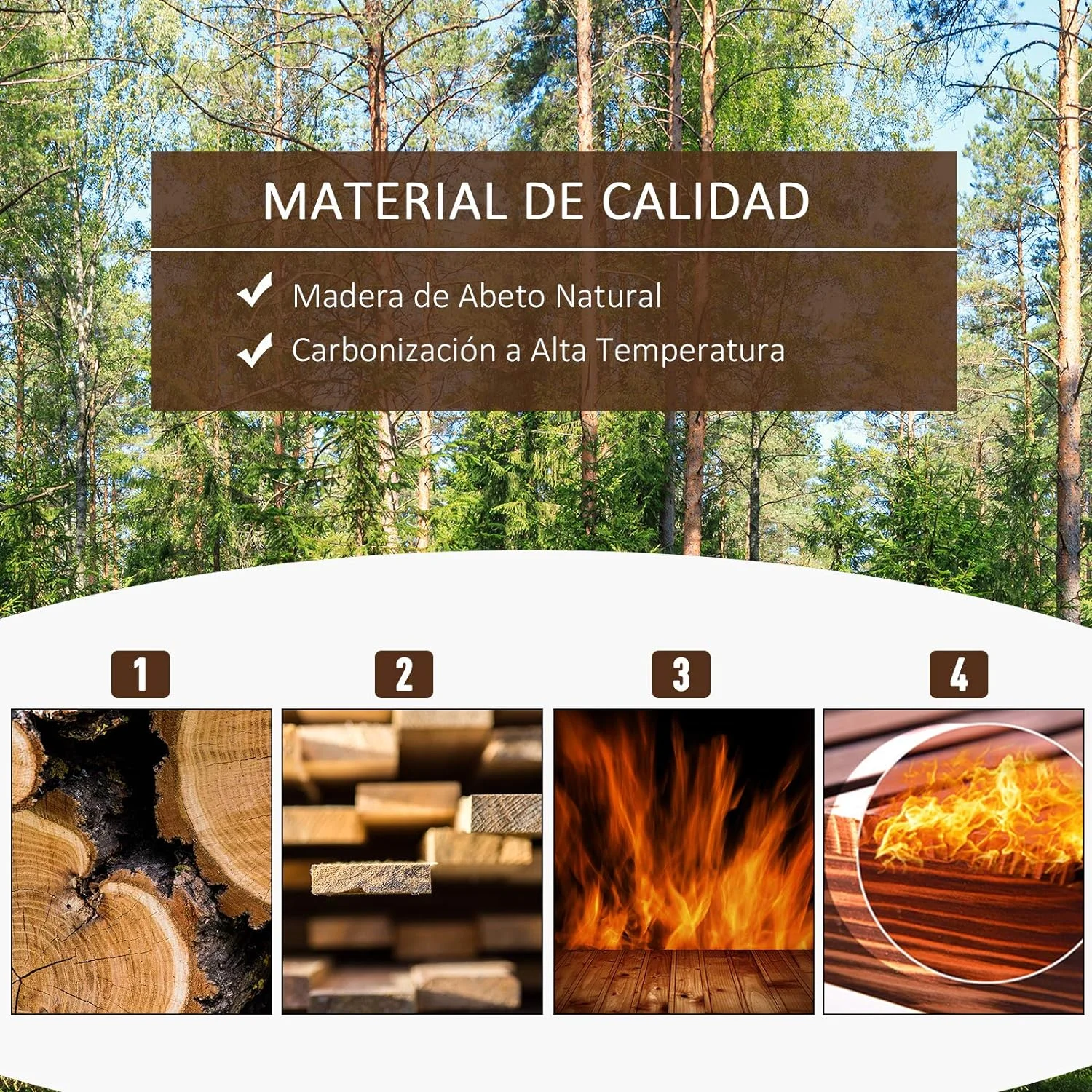 Outsunny Jardinera de Madera Jardinera Rectangular con Patas Elevadas y 2 Drenajes para Flores Plantas Cultivos 100x36,5x36 cm Marrón - Imagen 6