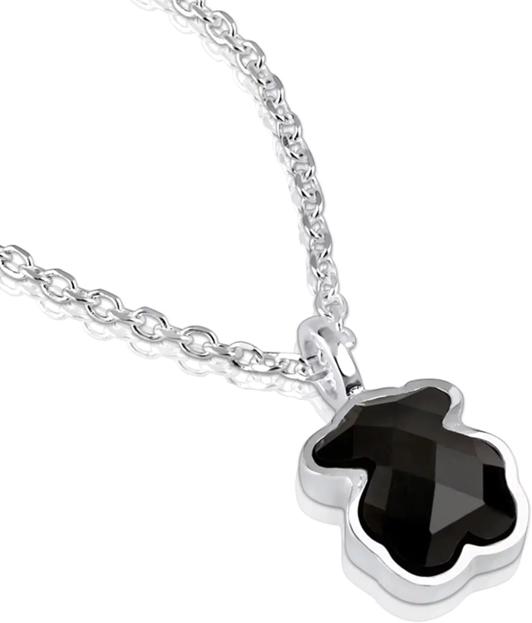 TOUS Collar de Plata de Primera Ley y Colgante de Oso de Onix para Mujer, 45cm de Largo, Elegante y Original, Colección Icon Color - Imagen 2