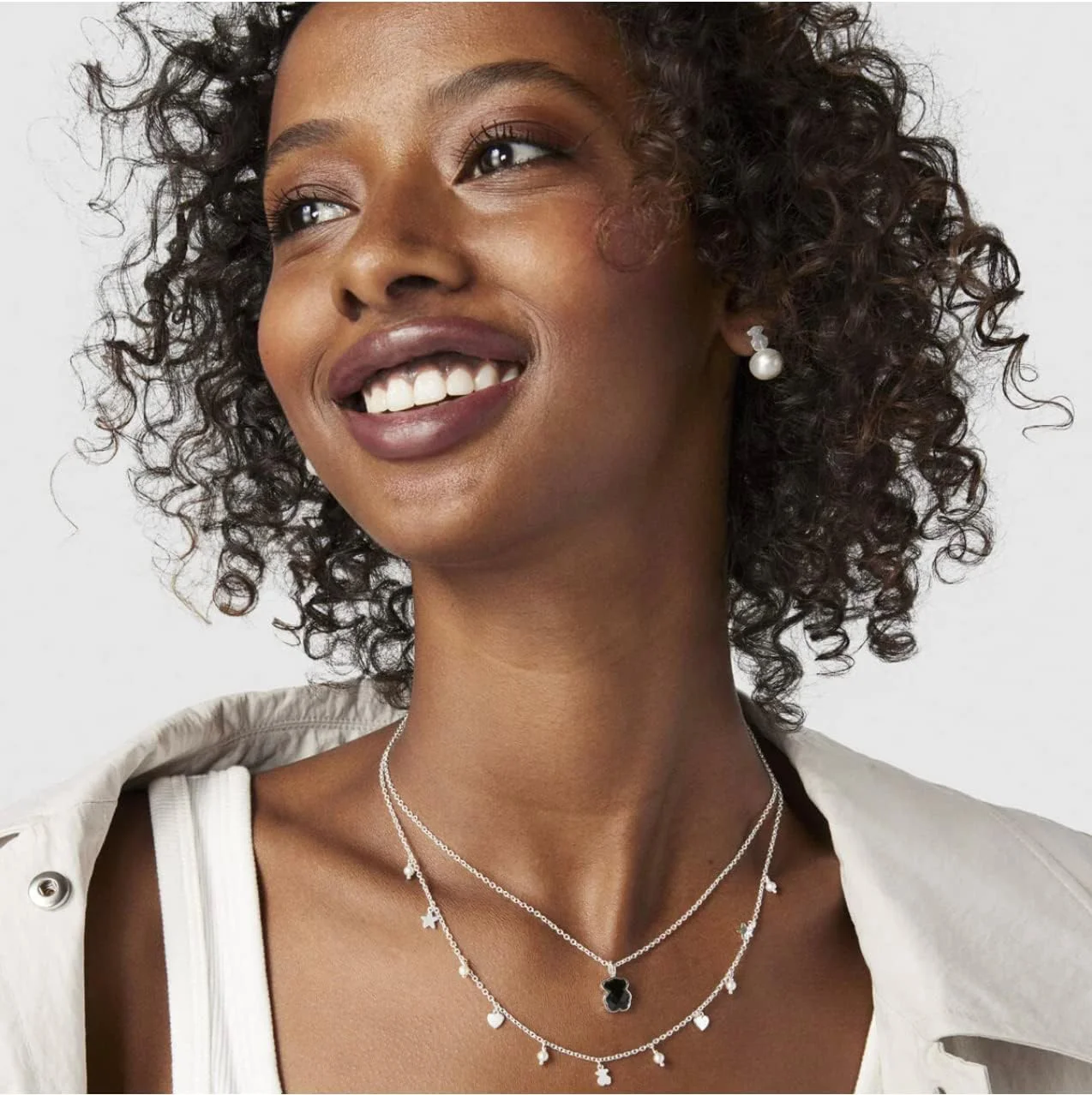 TOUS Collar de Plata de Primera Ley y Colgante de Oso de Onix para Mujer, 45cm de Largo, Elegante y Original, Colección Icon Color - Imagen 7
