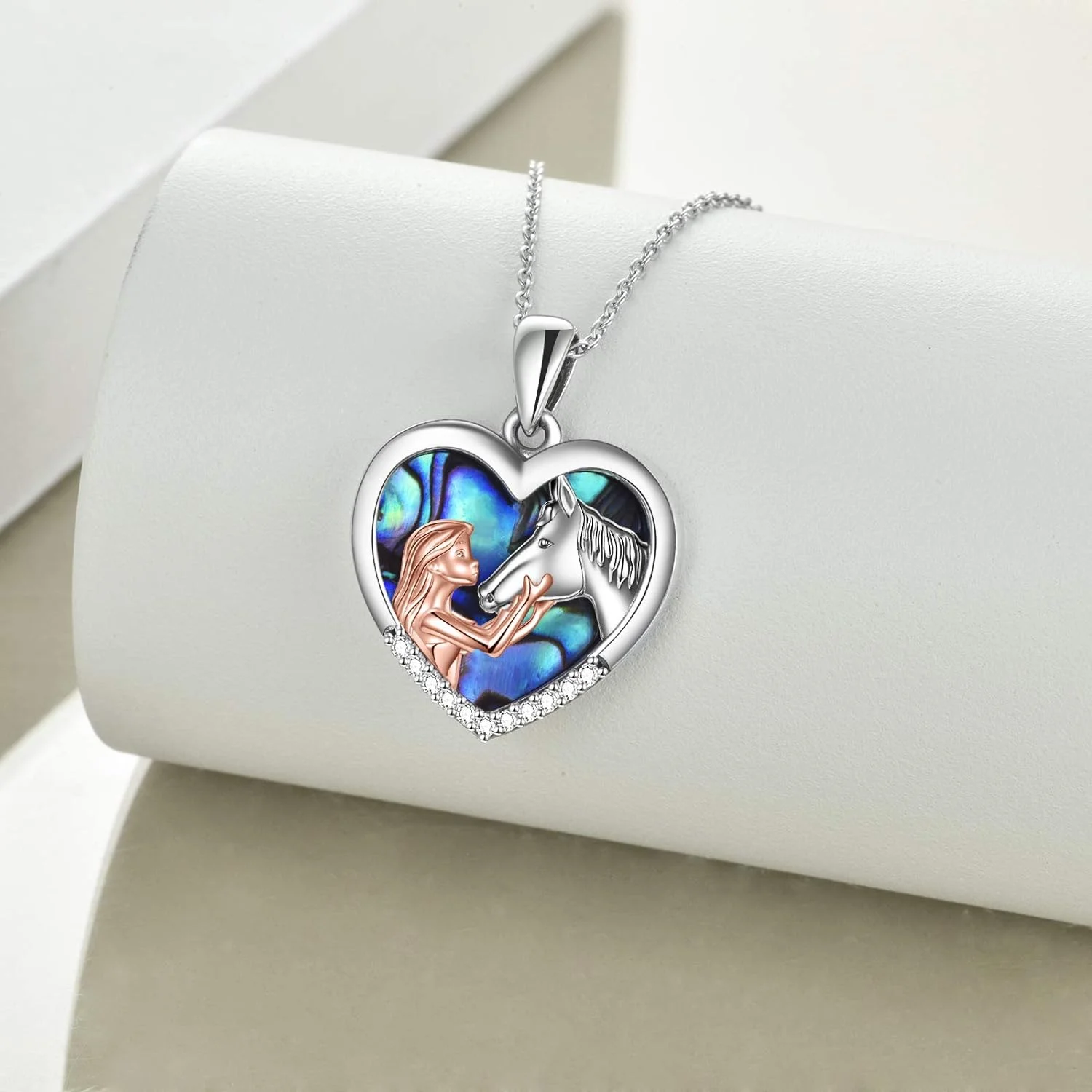 YFN Collar de niña y Caballo para niñas Joyería de Caballo de Plata Esterlina Regalos de Caballo para Mujeres de 18 " - Imagen 2