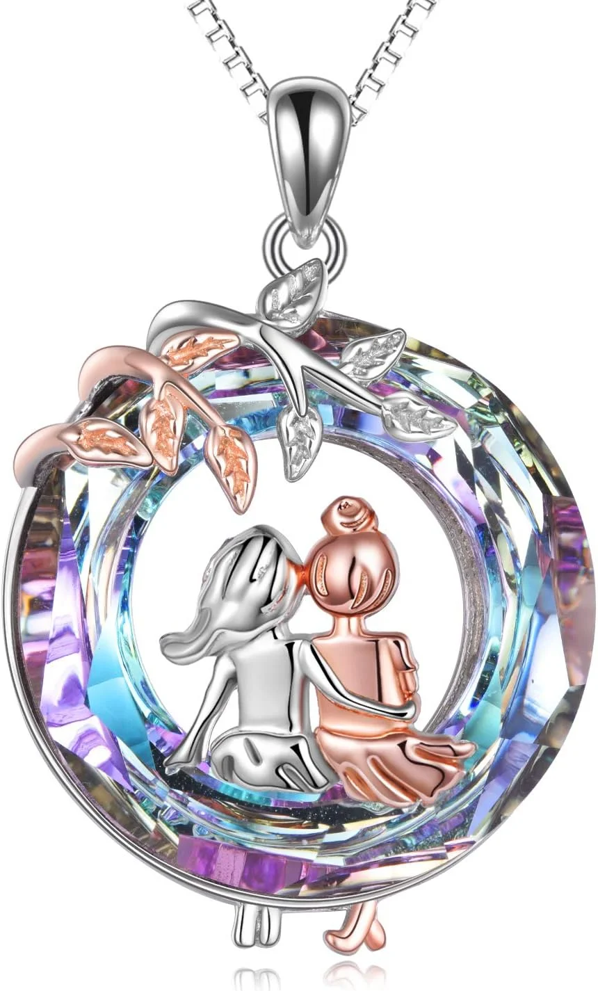 VONALA Collar para hermana, collar de plata de ley 925 para mujer Always My Sister Forever My Friend, colgante de corazón de amor, regalo de cumpleaños, amistad dura para siempre