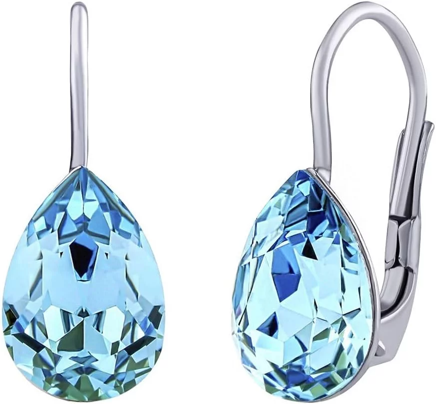 SILVEGO - SILVEGOVSW080E - Pendientes para Mujer de Plata 925 con Swarovski® Crystals Gota Azul
