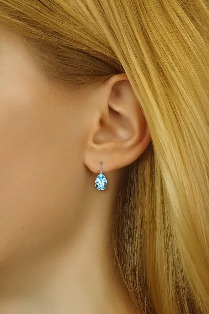 SILVEGO - SILVEGOVSW080E - Pendientes para Mujer de Plata 925 con Swarovski® Crystals Gota Azul - Imagen 2