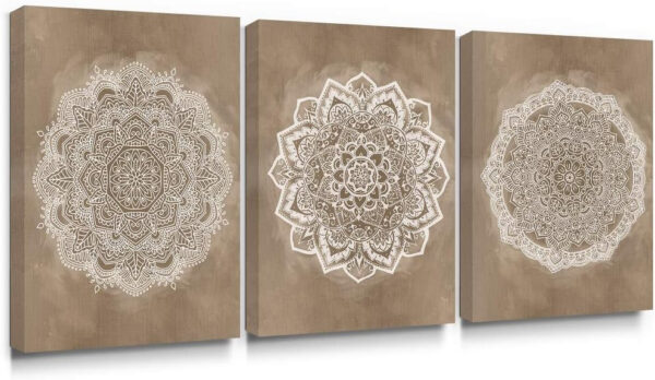 SUMGAR Cuadros en Lienzo Mandala de la Flor India Boho Decoración de Café para Dormitorio Baño Sala de Estar 30 x 40 cm x 3 Piezas