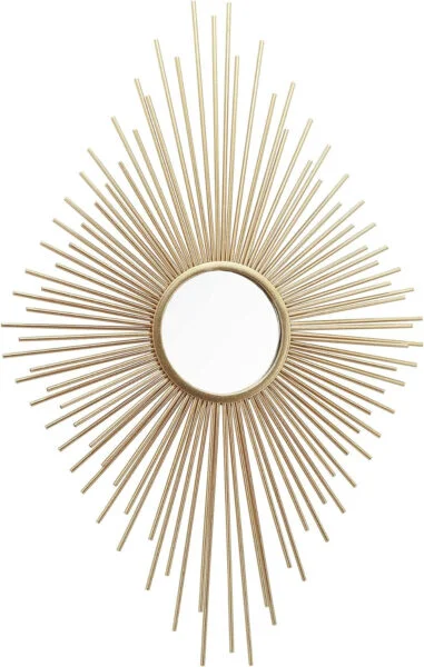 Parisloft Espejo de pared de metal, con forma de diamante, color dorado champán, 38 pulgadas de alto