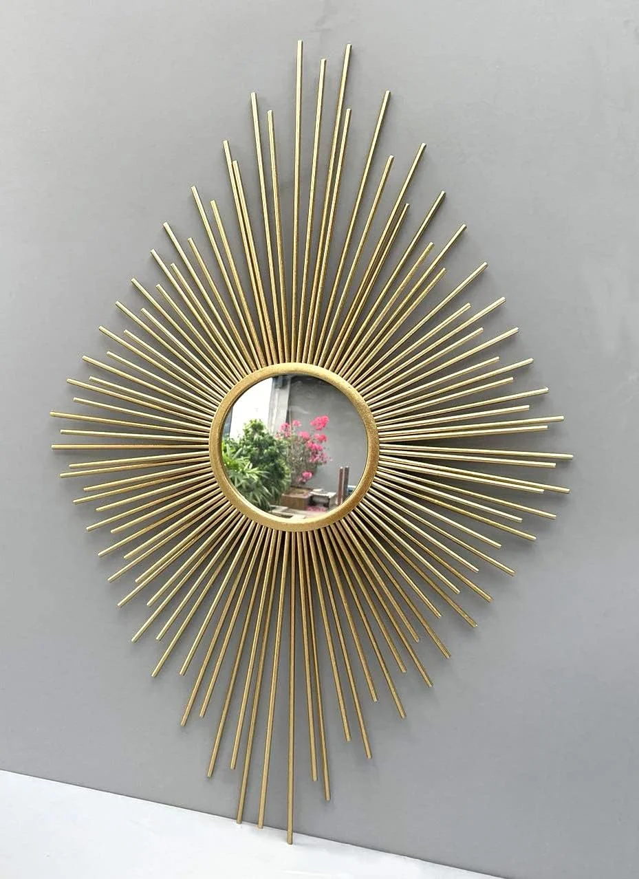 Parisloft Espejo de pared de metal, con forma de diamante, color dorado champán, 38 pulgadas de alto - Imagen 3