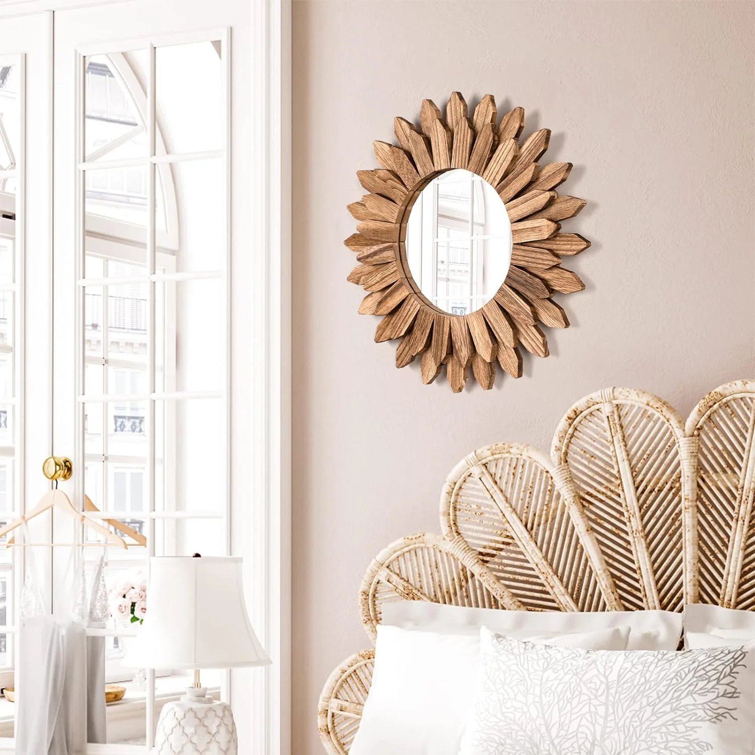 Emfogoo Espejos Decorativos de Pared, Espejo Pared Madera 30x30CM, Decoracion Habitacion, Espejos Decorativos - Imagen 3