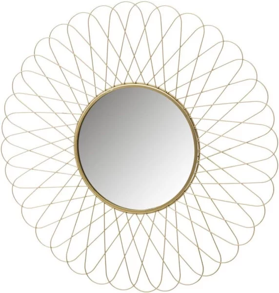 LOLAhome Espejo Flor Dorado de Metal de Ø 56 cm