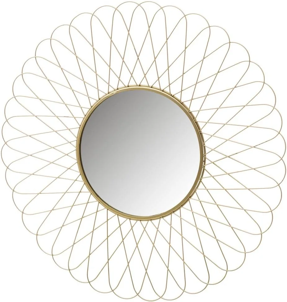 LOLAhome Espejo Flor Dorado de Metal de Ø 56 cm