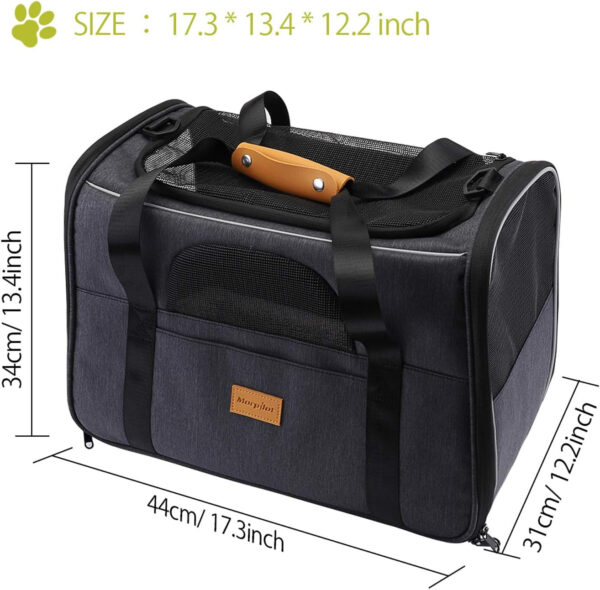 morpilot Transportín Perro Gato, Bolsa Transporte Transpirable para Mascotas, Portador de Viaje con Correa de Hombro Ajustable, Transporte de Gato con Colchón Suave+Tazón (17.3 * 12.2 * 13.4 Inch) - Imagen 5