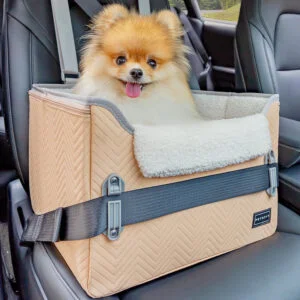 Petsfit Asiento Perro Coche Plegable, Bolsa Asiento Elevadora para Coche para Mascotas, para Perros Pequeños y Medianos