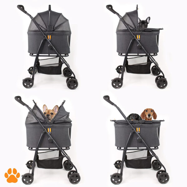 My Duque Modelo Coco 2 IN1 – Carrito de Paseo Perros hasta 15kg, Cesta Adicional para Las Compras o los Accesorios de tu Mascota, fácil de Plegar y con Ruedas Flexibles diseño Moderno - Imagen 4