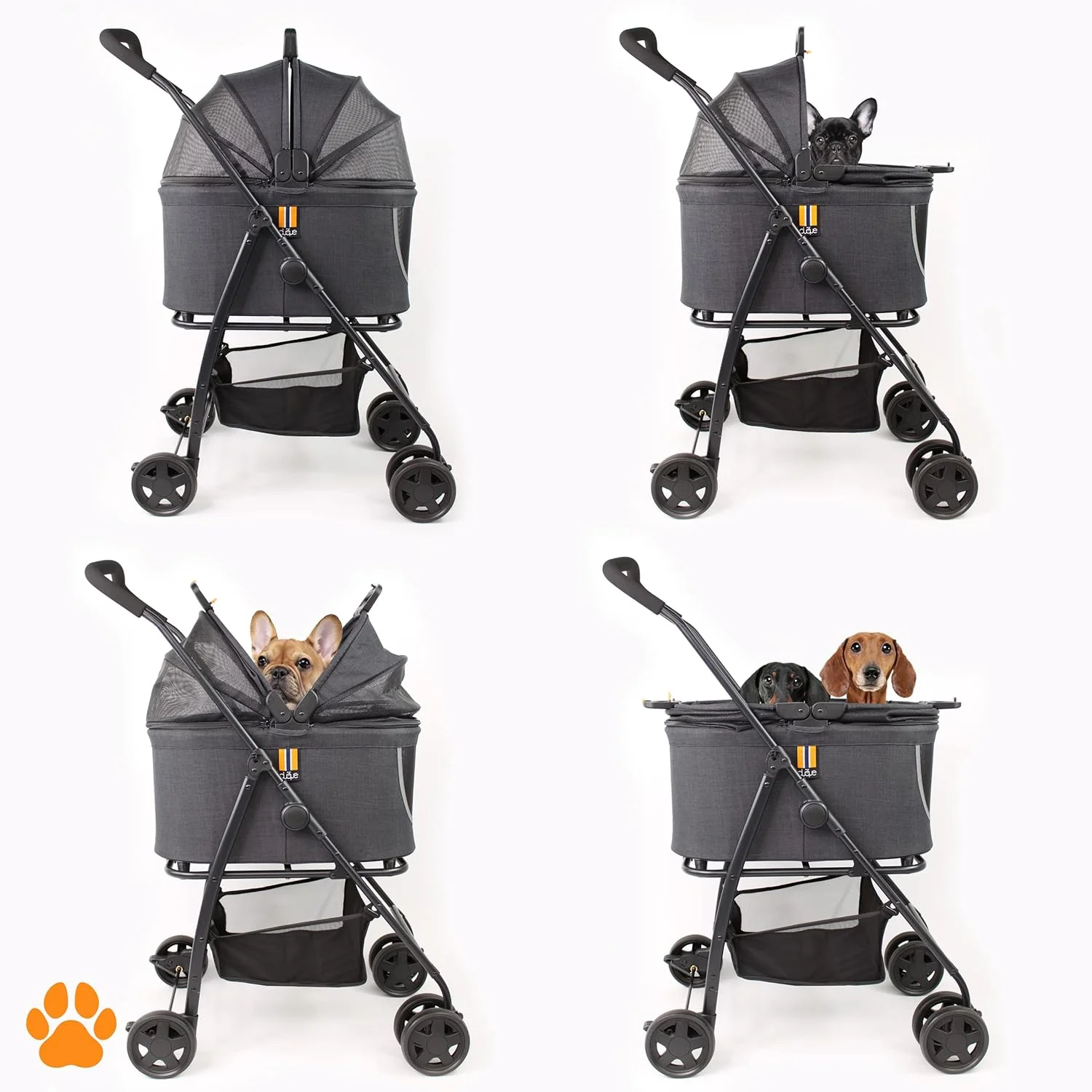 My Duque Modelo Coco 2 IN1 – Carrito de Paseo Perros hasta 15kg, Cesta Adicional para Las Compras o los Accesorios de tu Mascota, fácil de Plegar y con Ruedas Flexibles diseño Moderno - Imagen 4