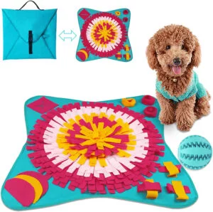 TOPSEAS Snuffle Mat para Perros,Alfombra Olfato Perro Mat 70 * 70CM,Alimentación de Mascotas,Almohadilla para olfatear Mascotas(Una Pelota Extra)