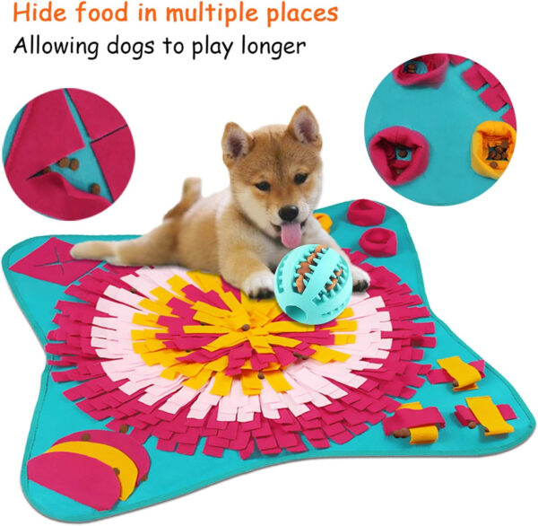 TOPSEAS Snuffle Mat para Perros,Alfombra Olfato Perro Mat 70 * 70CM,Alimentación de Mascotas,Almohadilla para olfatear Mascotas(Una Pelota Extra) - Imagen 2