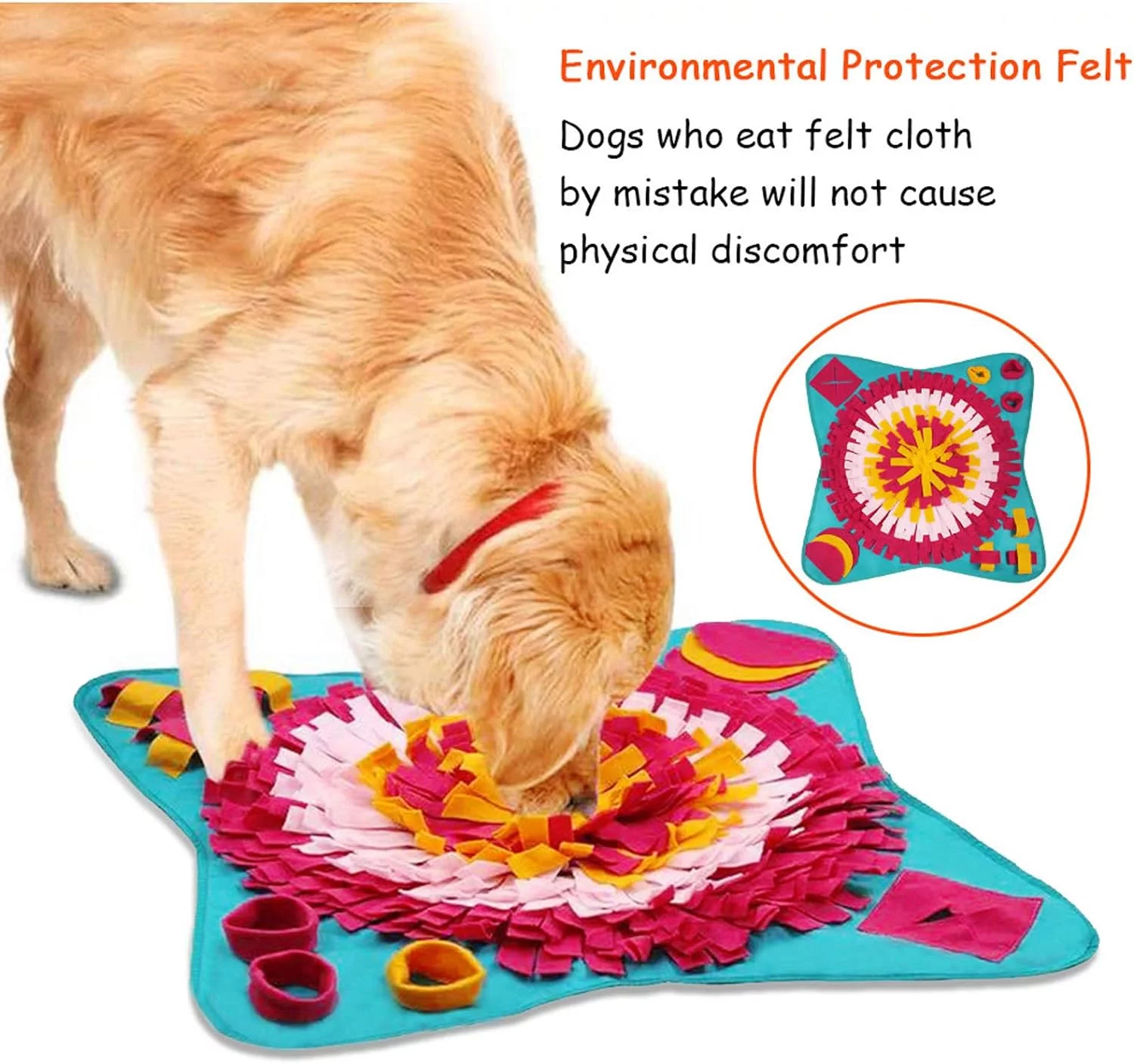 TOPSEAS Snuffle Mat para Perros,Alfombra Olfato Perro Mat 70 * 70CM,Alimentación de Mascotas,Almohadilla para olfatear Mascotas(Una Pelota Extra) - Imagen 3