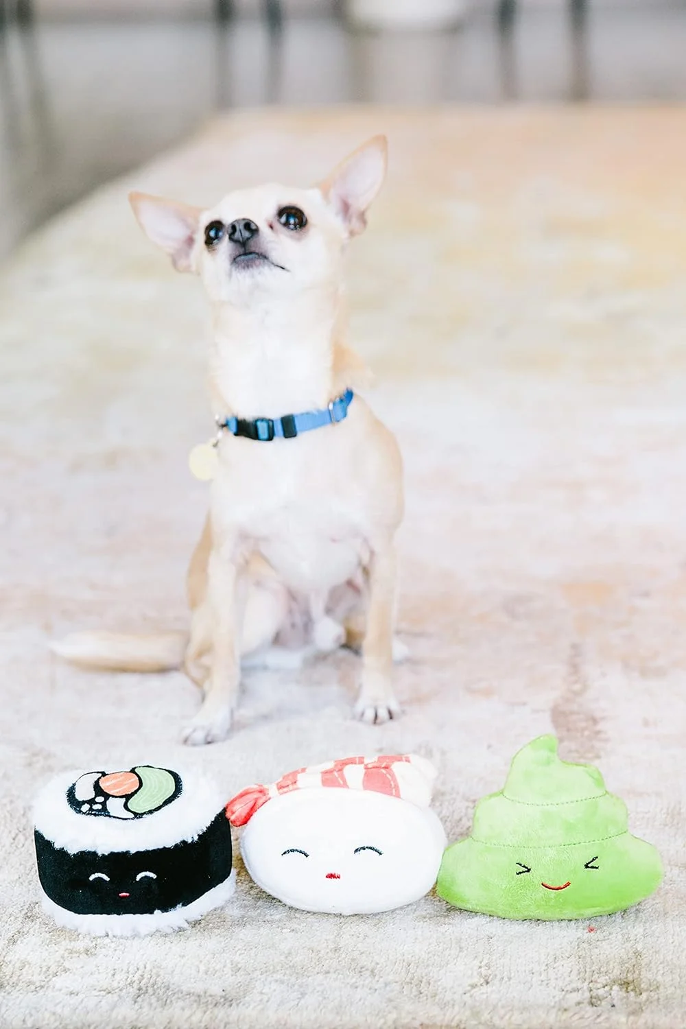 Pearhead Juguetes para Mascotas de Sushi, Juego de Juguetes para Perros chirriantes de Peluche, Accesorio imprescindible para el dueño de Mascotas, Juego de 3 - Imagen 2