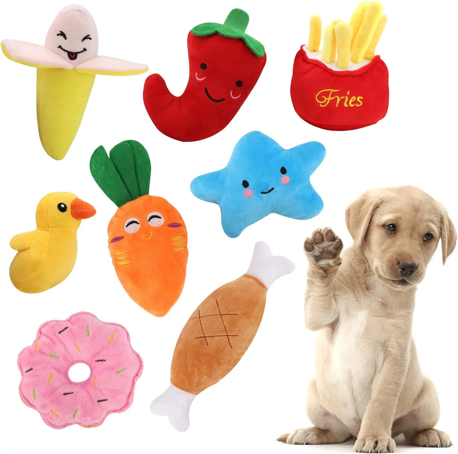 Jodsen 8 Paquetes de Juguetes para Cachorros, Juguetes chirriantes para Perros, Juguetes interactivos,para la dentición de Perros pequeños, Accesorios para Cachorros pequeños y medianos (8 Pack)