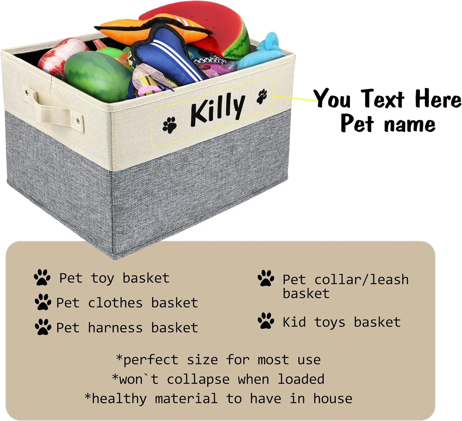 PET ARTIST Cubo de juguete personalizado para perros accesorios de juguetes - Caja de almacenamiento plegable para juguetes para mascotas, abrigo para perros - Imagen 5