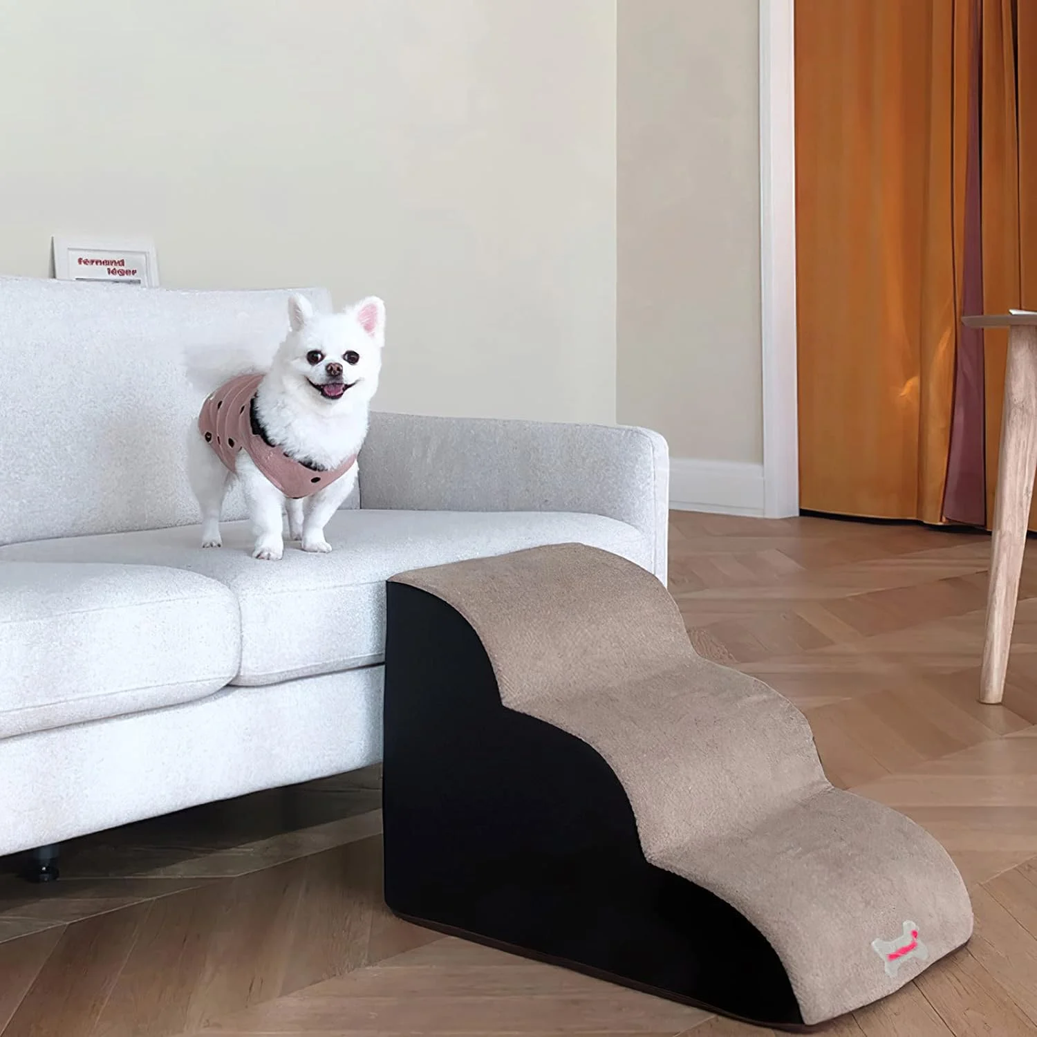 Galatée Escaleras para Mascotas, Rampa para Mascotas Extraíble y Lavable, Escalones para Perros De Espuma De Alta Densidad 3 Niveles Escalera para Subir Mascotas(Gris) - Imagen 7