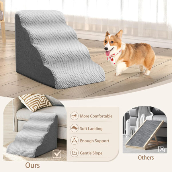 SenDeluz Escalera para Perros, Rampa para Mascotas Extraíble y Lavable, Escaleras para Mascotas de Espuma de Alta Densidad, Escalera Antideslizante para Mascotas para Perros y Gatos - Imagen 3