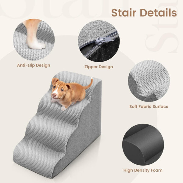 SenDeluz Escalera para Perros, Rampa para Mascotas Extraíble y Lavable, Escaleras para Mascotas de Espuma de Alta Densidad, Escalera Antideslizante para Mascotas para Perros y Gatos - Imagen 6