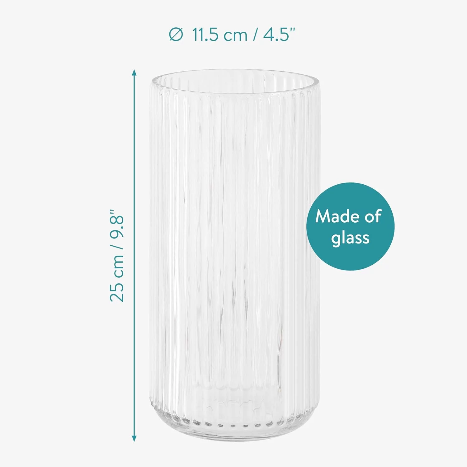 Navaris Jarrón de Cristal Estriado - Moderno diseño de Vidrio Acanalado - Tamaño Ideal para Eventos - Resistente y Estable - Estilo Elegante Actual - Imagen 6