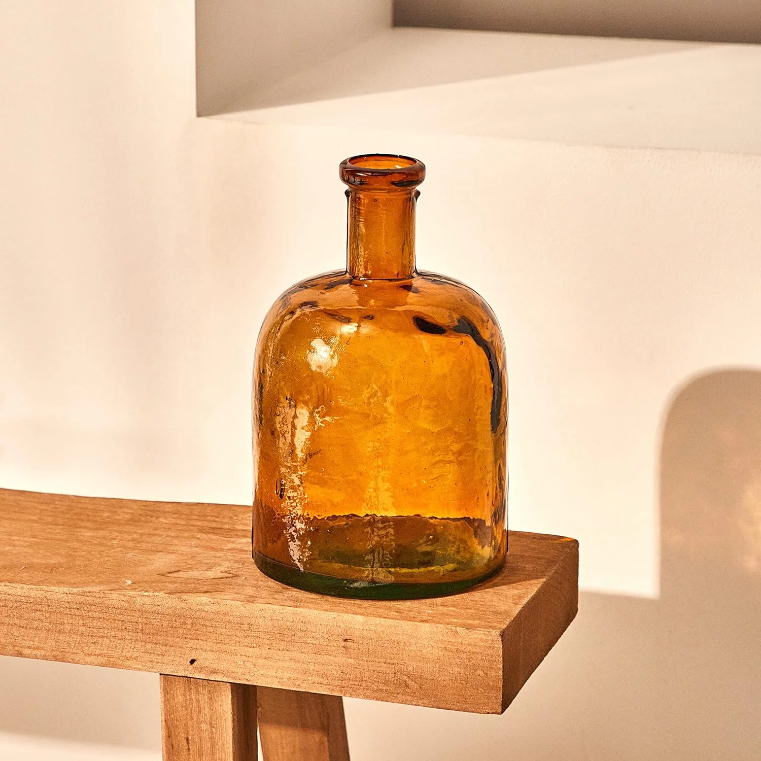 Amber Recycled Glass Bottle | Mediterranean Style - Image 4