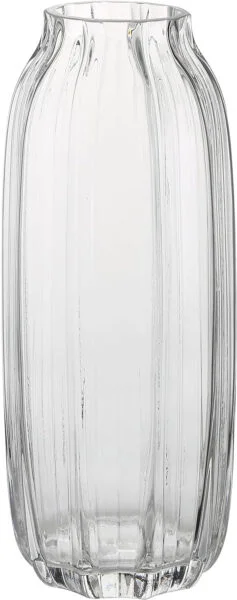 JAKY-Global Jarrón grande de cristal transparente acanalado alto transparente florero florero de 32 cm jarrones decorativos para el hogar, centros de mesa, decoración de flores y casa transparente 32