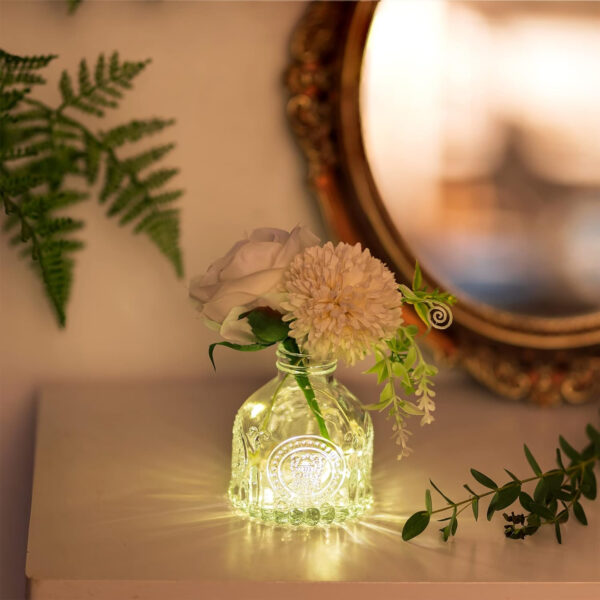 Florero de Vidrio para Centros de Mesa Juego de 12 - Hewory Vintage PequeñO JarróN de Capullos, Mini Botellas de Flores Gruesas para DecoracióN de Restaurantes, Arreglos Florales, Eventos de Bodas - Imagen 4