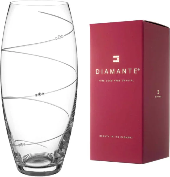 DIAMANTE Florero de Swarovski con diseño de barril, 30 cm