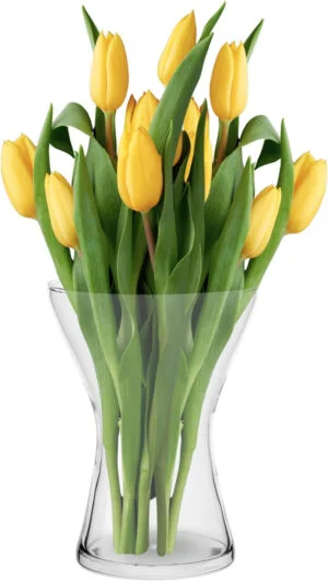 TREND FOR HOME Jarrón de Vidrio Cristal Jarrón de Flores de Cristal Florero de Vidrio Transparente Decoracion Salon Contenedor Decorativo | 1325 ml | Altura 19 cm | Aster