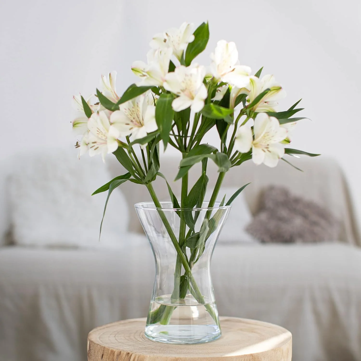 TREND FOR HOME Jarrón de Vidrio Cristal Jarrón de Flores de Cristal Florero de Vidrio Transparente Decoracion Salon Contenedor Decorativo | 1325 ml | Altura 19 cm | Aster - Imagen 3