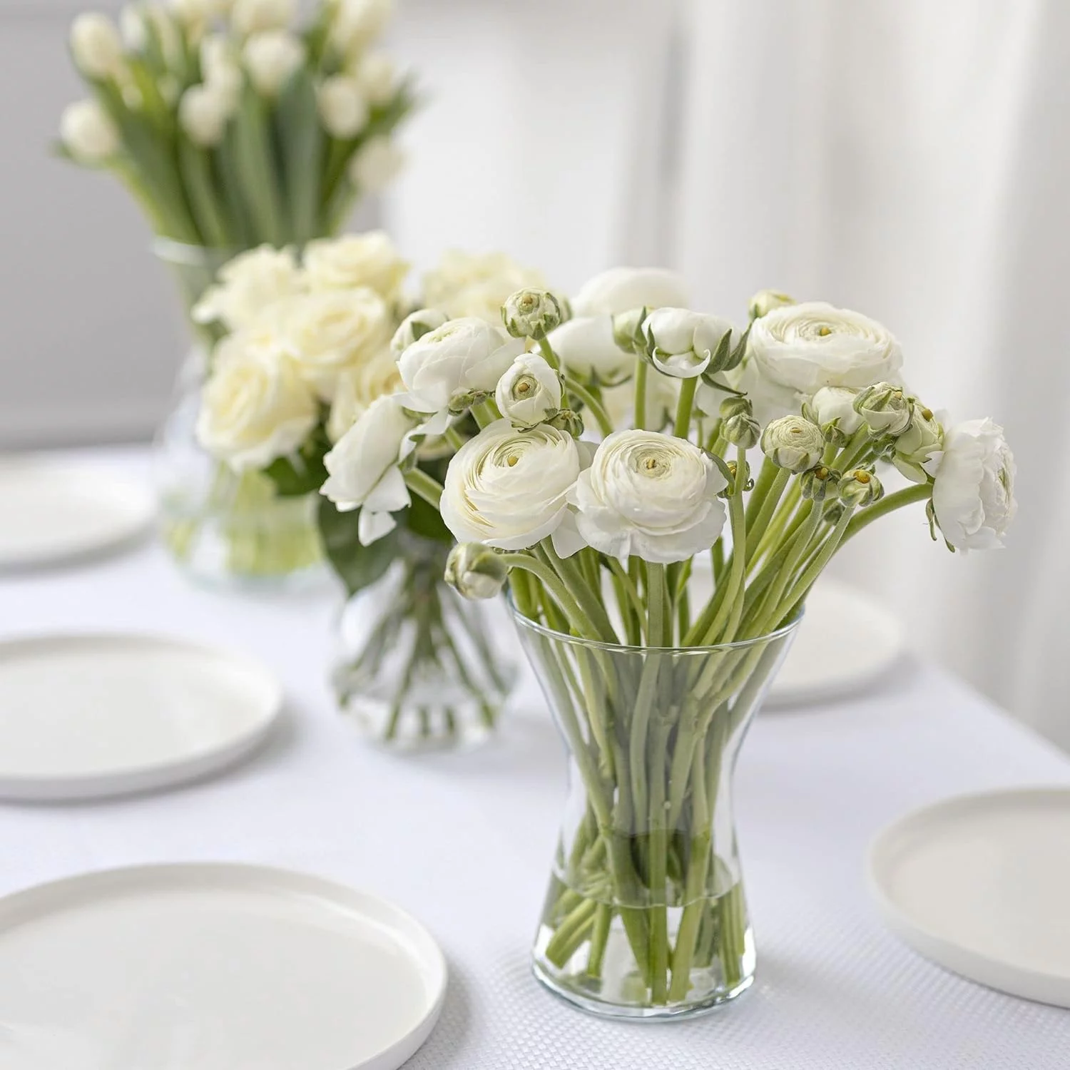 TREND FOR HOME Jarrón de Vidrio Cristal Jarrón de Flores de Cristal Florero de Vidrio Transparente Decoracion Salon Contenedor Decorativo | 1325 ml | Altura 19 cm | Aster - Imagen 4
