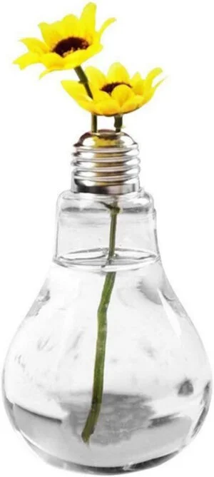 Ruikey Bombilla de Bolas de Cristal de Mesa en Forma de Flor de Jarrón Florero Cristal Colgante Florero Bulbo Jarrones de Cristal Transparente